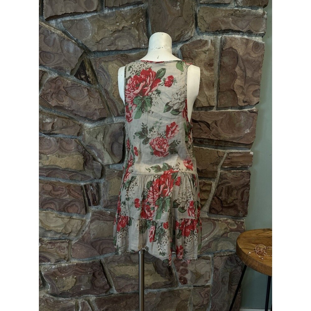 Floral Short Sleeve Viscose Above Knee Dress Made In Italy Pink Size XL’M”actual - Picture 5 of 12